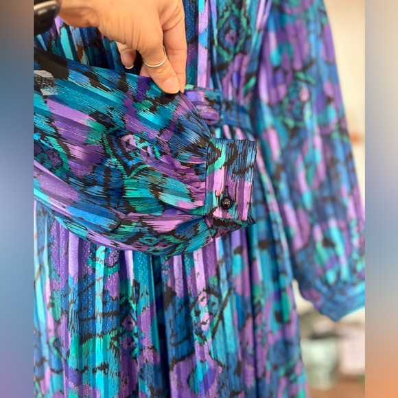 Vintage 80s–90s Pleated Midi Dress | D’Allaird’s | Size 12 | 28–36" Waist - Picture 9 of 12